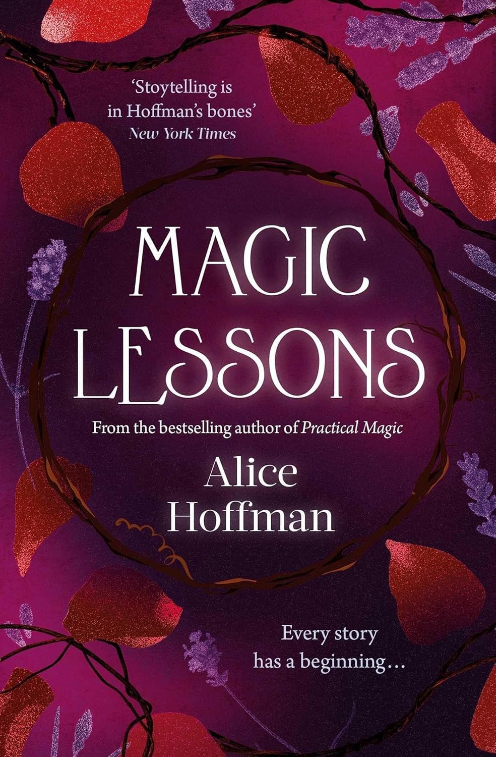 Side angle view of the Practical Magic Series paperback box set by Alice Hoffman showing book thickness
