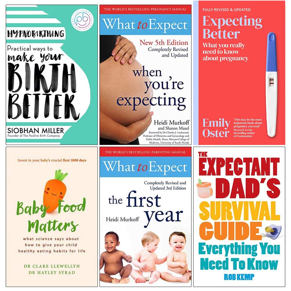 Front cover of the Pregnancy, Birth & Baby Care 6 Books Collection paperback set including Hypnobirthing and What to Expect When You're Expecting