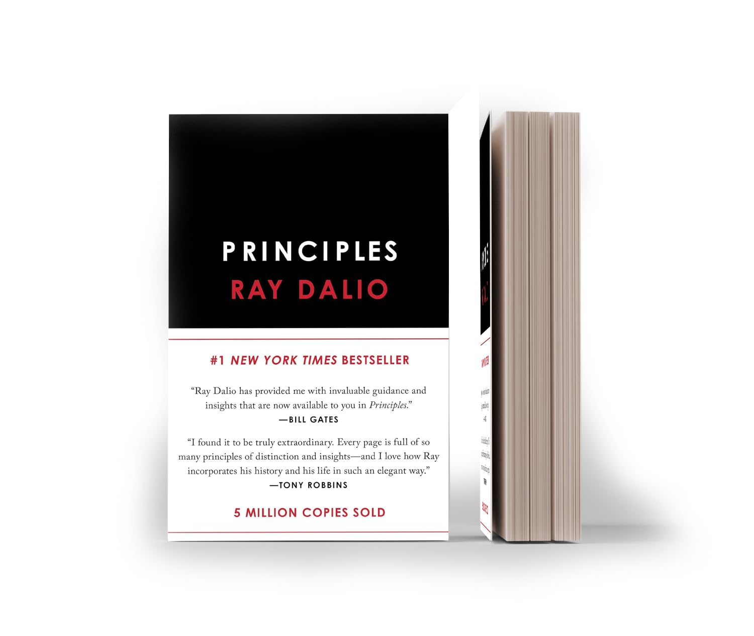 Principles: Life and Work by Ray Dalio hardcover book spine and side view