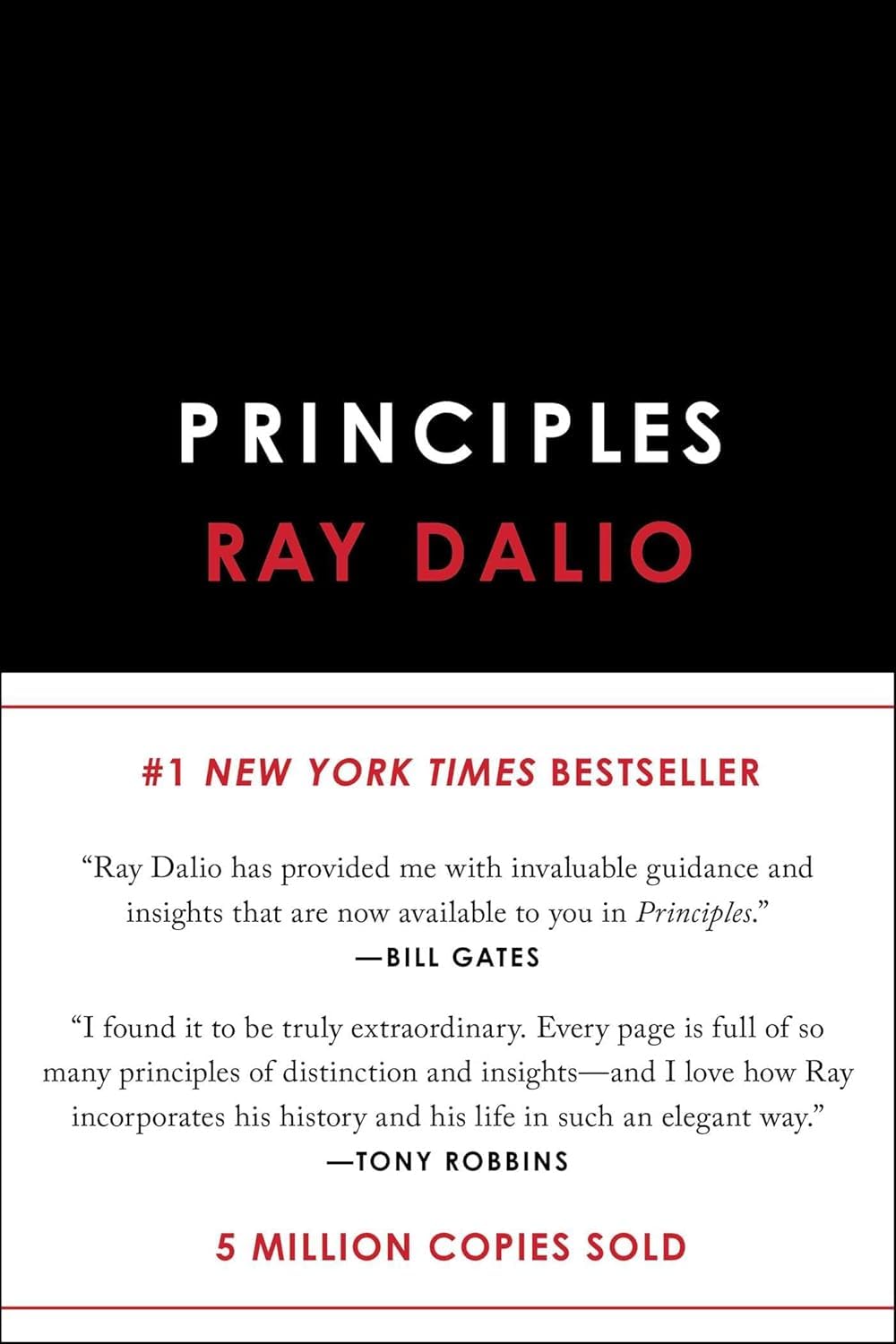Close-up of the Principles: Life and Work hardcover book cover by Ray Dalio, Avid Reader Press / Simon & Schuster edition
