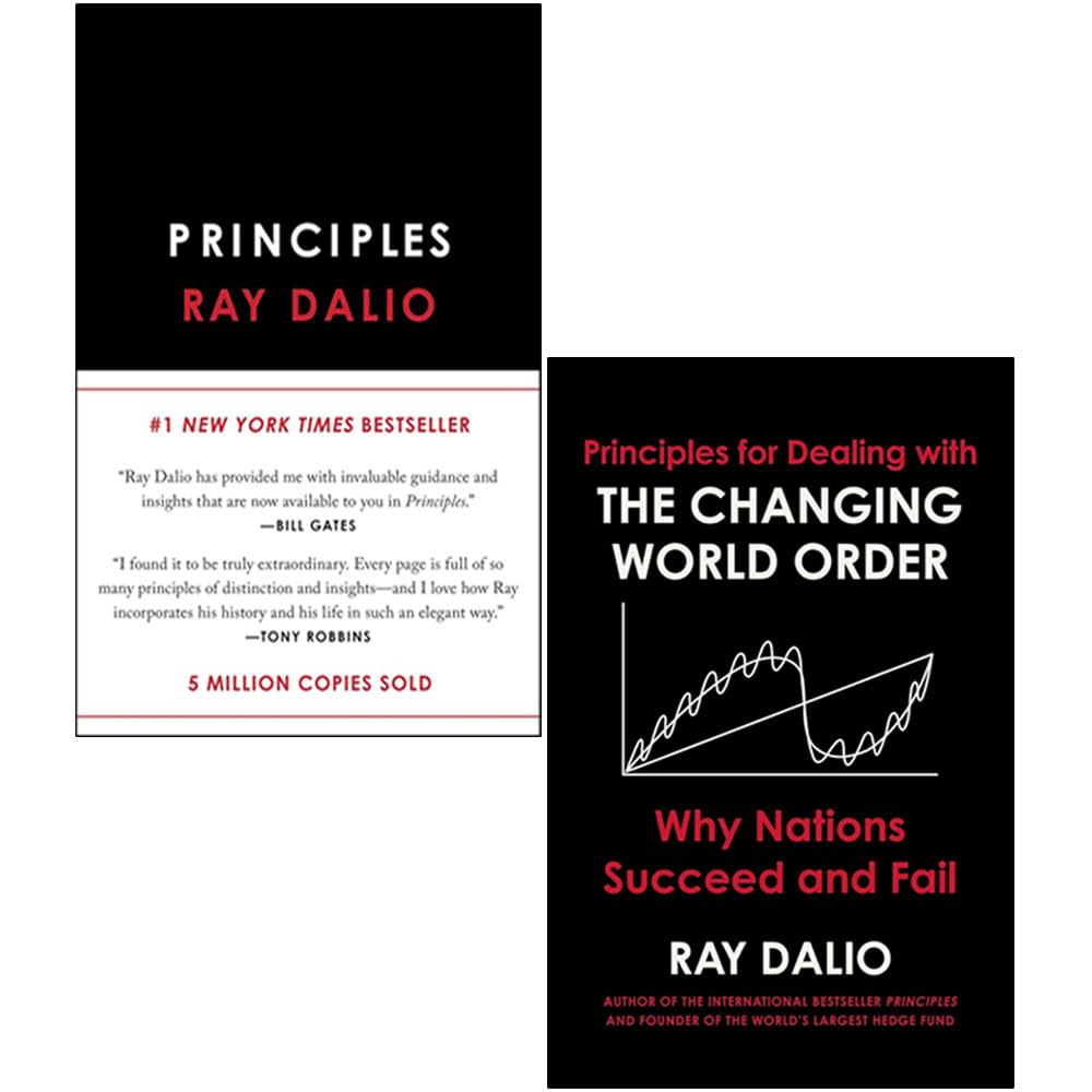 Principles: Life and Work and Principles for Dealing with the Changing World Order by Ray Dalio - hardcover front covers of the 2 book set
