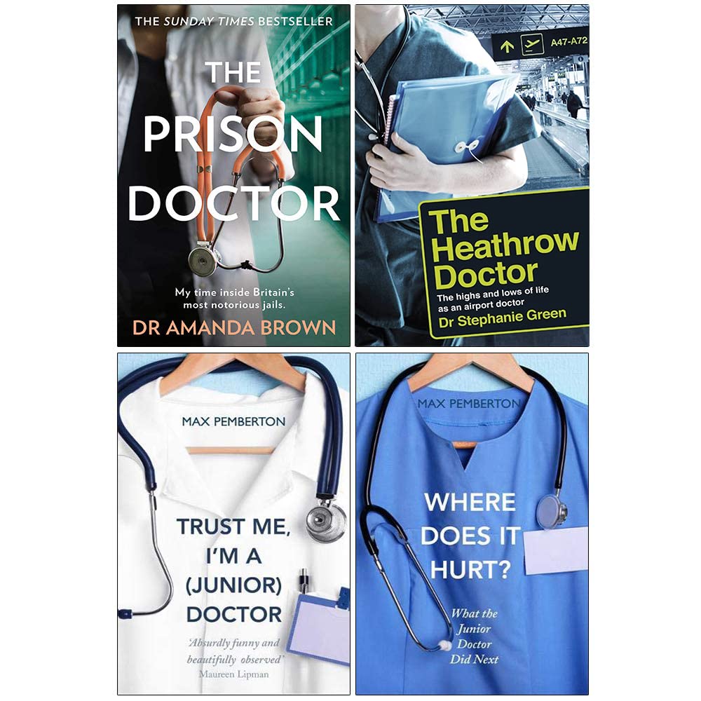 Front covers of the Prison Doctor, Flight Risk 4 Books Collection Set paperback medical memoirs