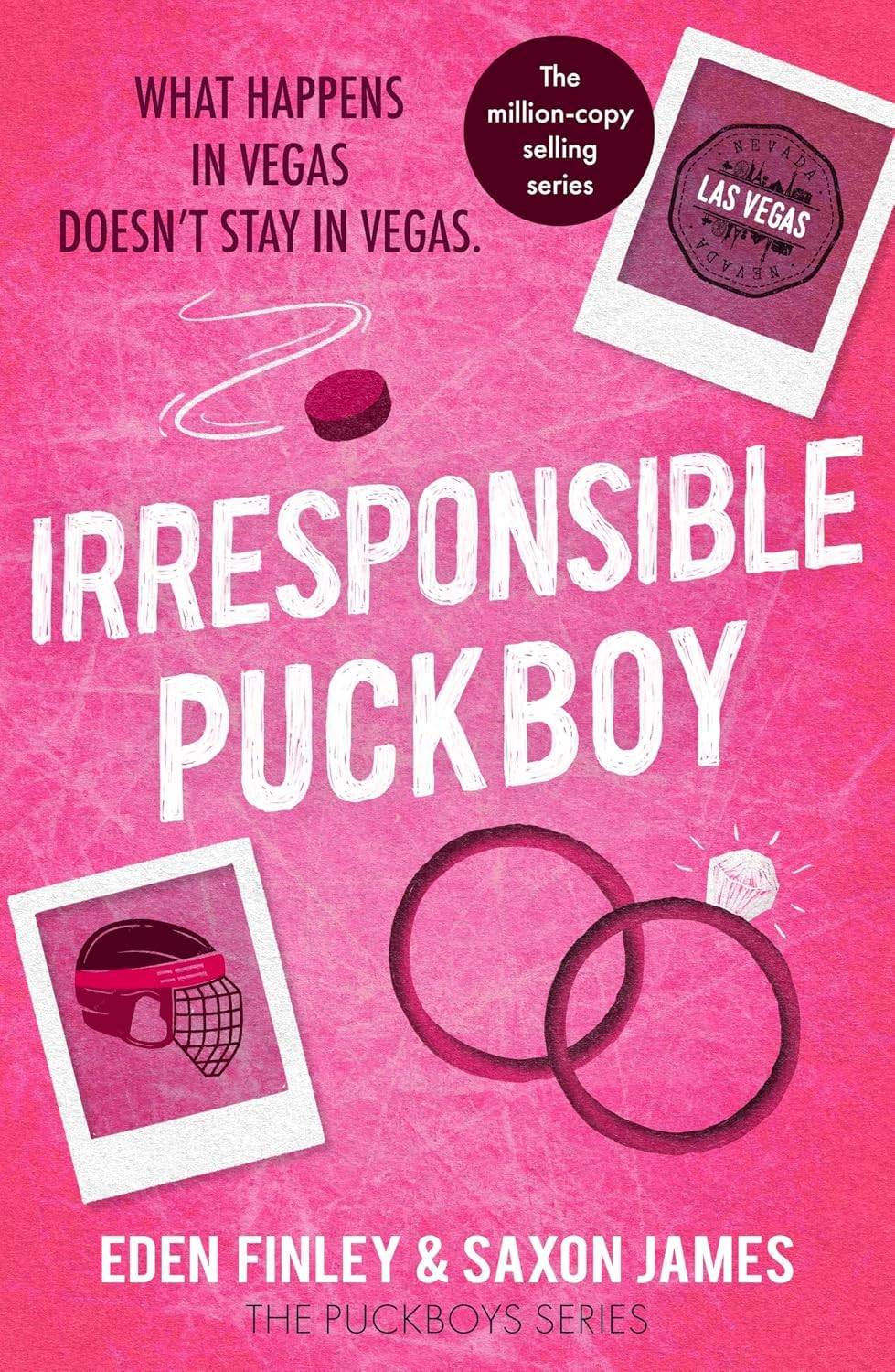 Close-up of Puckboys hockey romance paperback back cover with blurb text