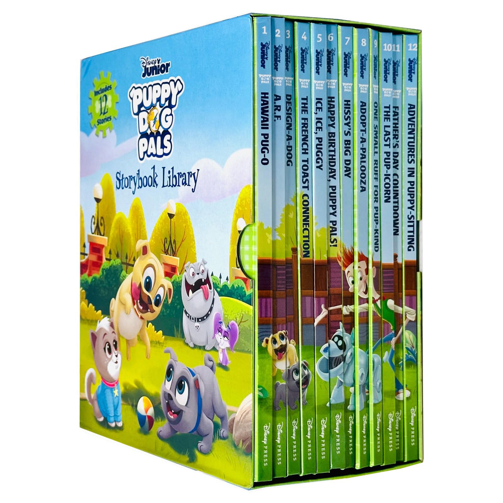 Puppy Dog Pals Storybook Library 12-book hardcover box set front cover showing Bingo and Rolly, ages 4-8