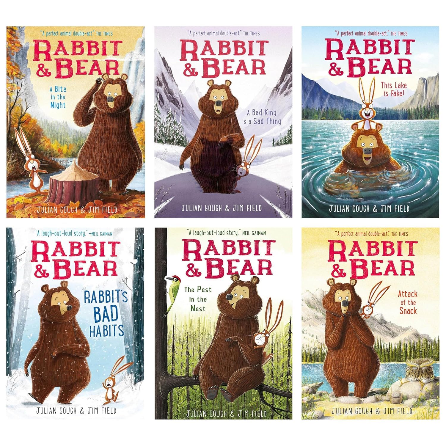 The Rabbit and Bear Collection 6 Books Set by Julian Gough, paperback front covers for ages 5-8
