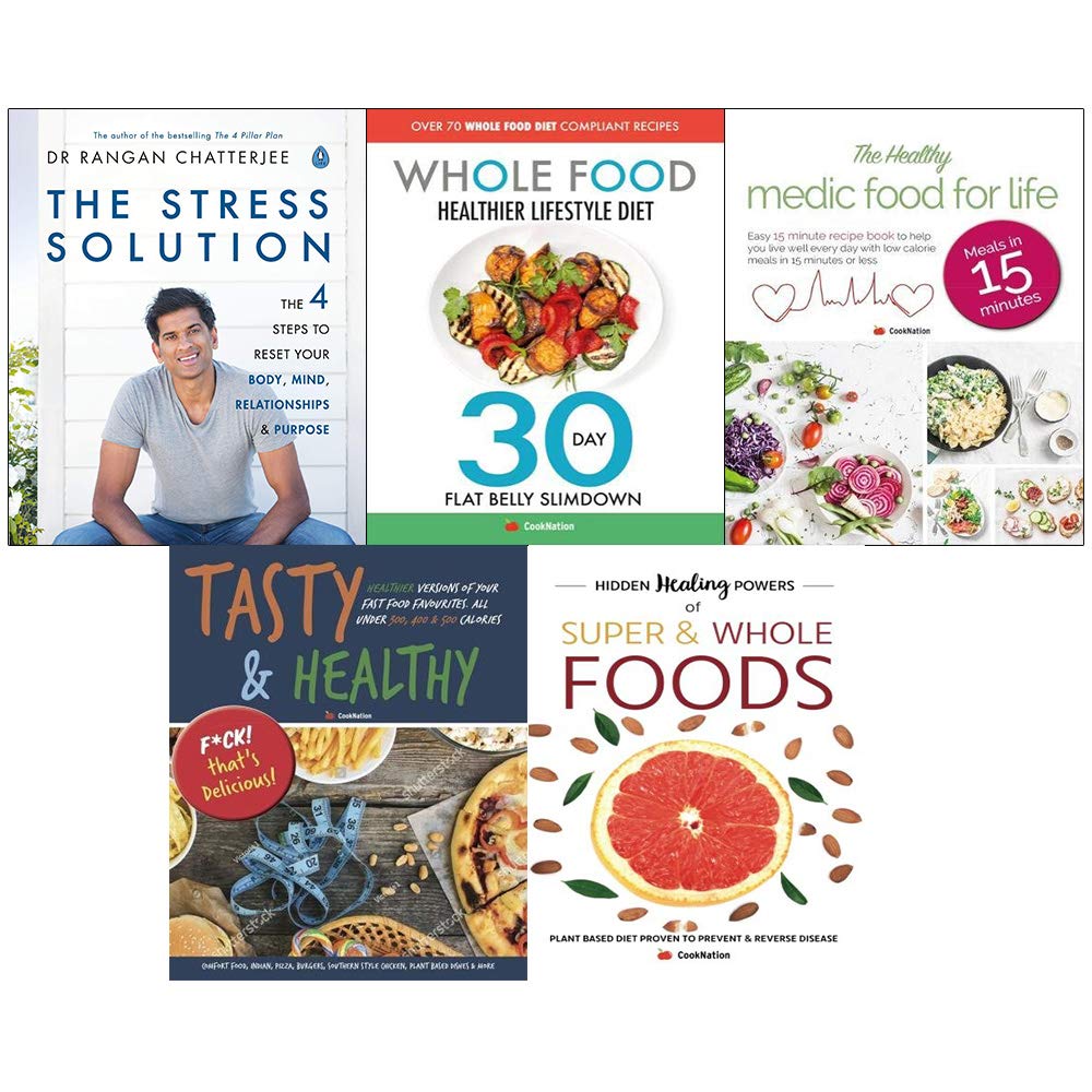 Front cover of the Rangan Chatterjee & CookNation 5 Books Collection Set paperback bundle including The Stress Solution
