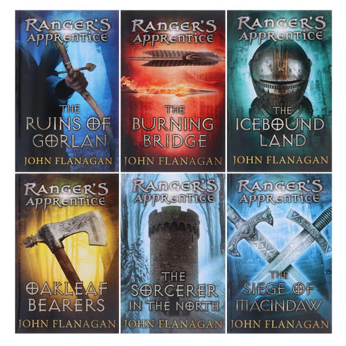 Front cover image of The Ruins of Gorlan, the first paperback in the Ranger's Apprentice 6-book Young Adult set by John Flanagan.