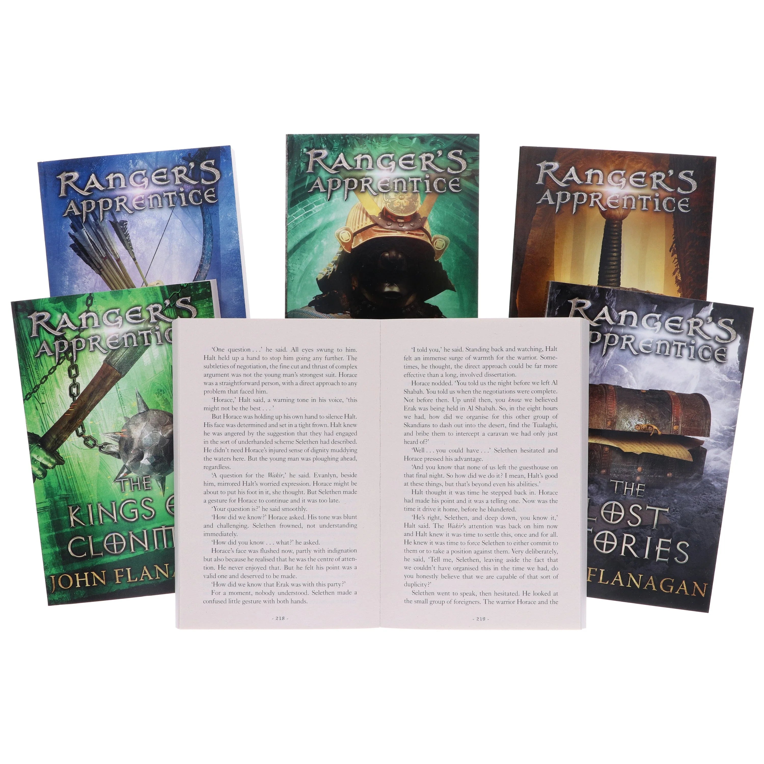 Inside page spread of a Corgi Yearling paperback from the Ranger's Apprentice Series 2 collection by John Flanagan