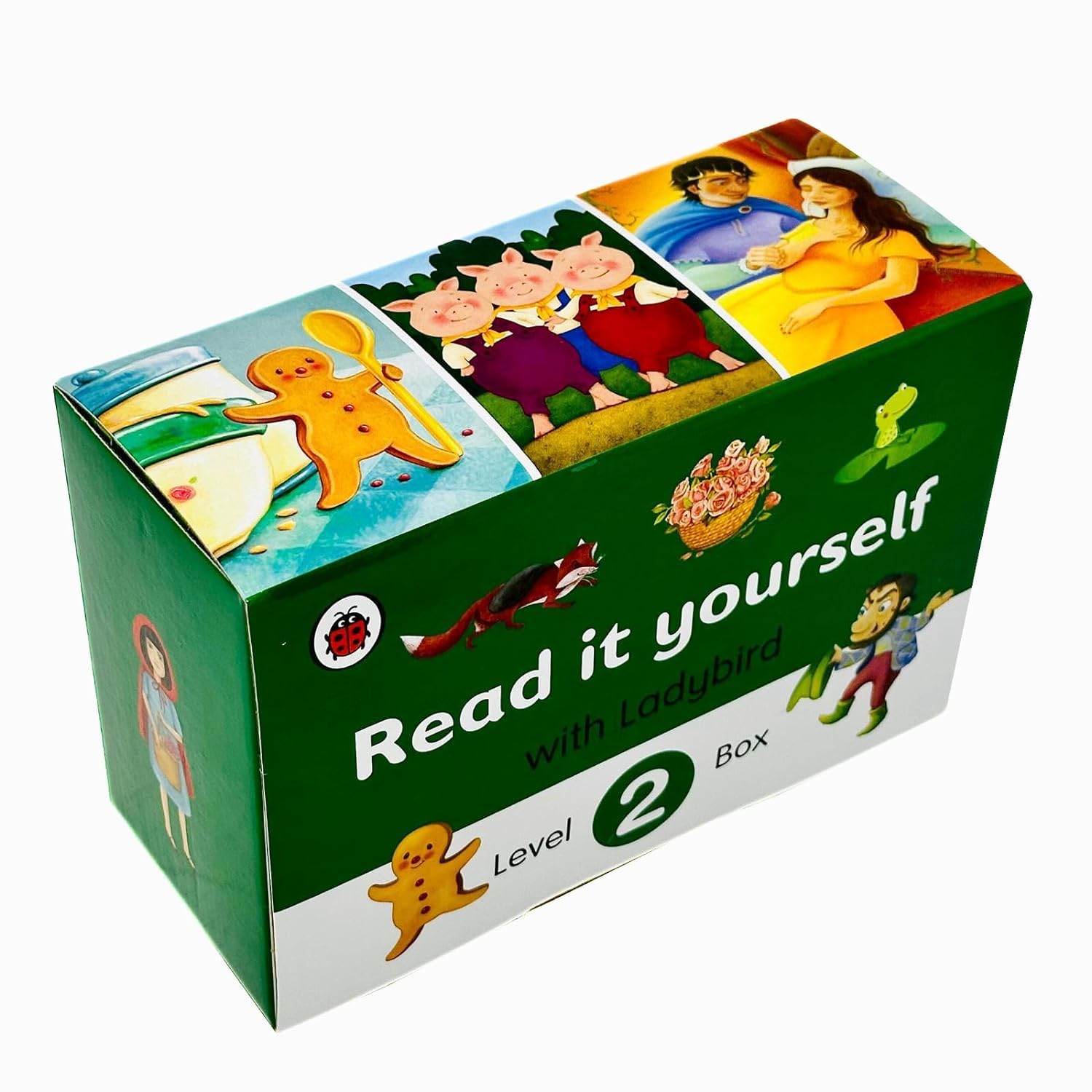 Ladybird Read It Yourself Level 2, 10 Books Collection Box Set, Ages 5-7, Paperback — close-up of the tuck box case displaying the Read It Yourself Level 2 branding.