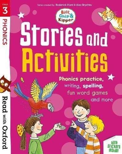 Back cover of a Stage 1 First Steps Biff, Chip and Kipper phonics activity book with description text