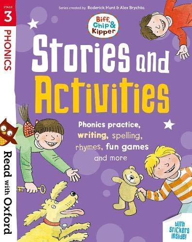 Sticker sheet and activity page sample from the Biff, Chip and Kipper phonics stories and activities set