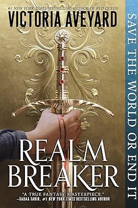 Fate Breaker hardcover book cover close-up, final book in the Realm Breaker trilogy by Victoria Aveyard