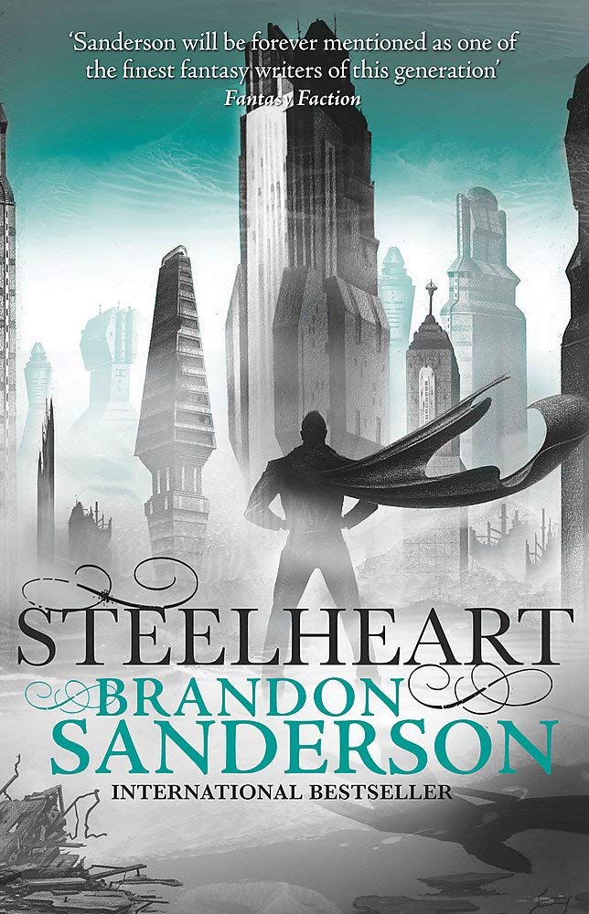 Steelheart, Firefight, and Calamity paperbacks fanned out together showing the full Reckoners trilogy cover art