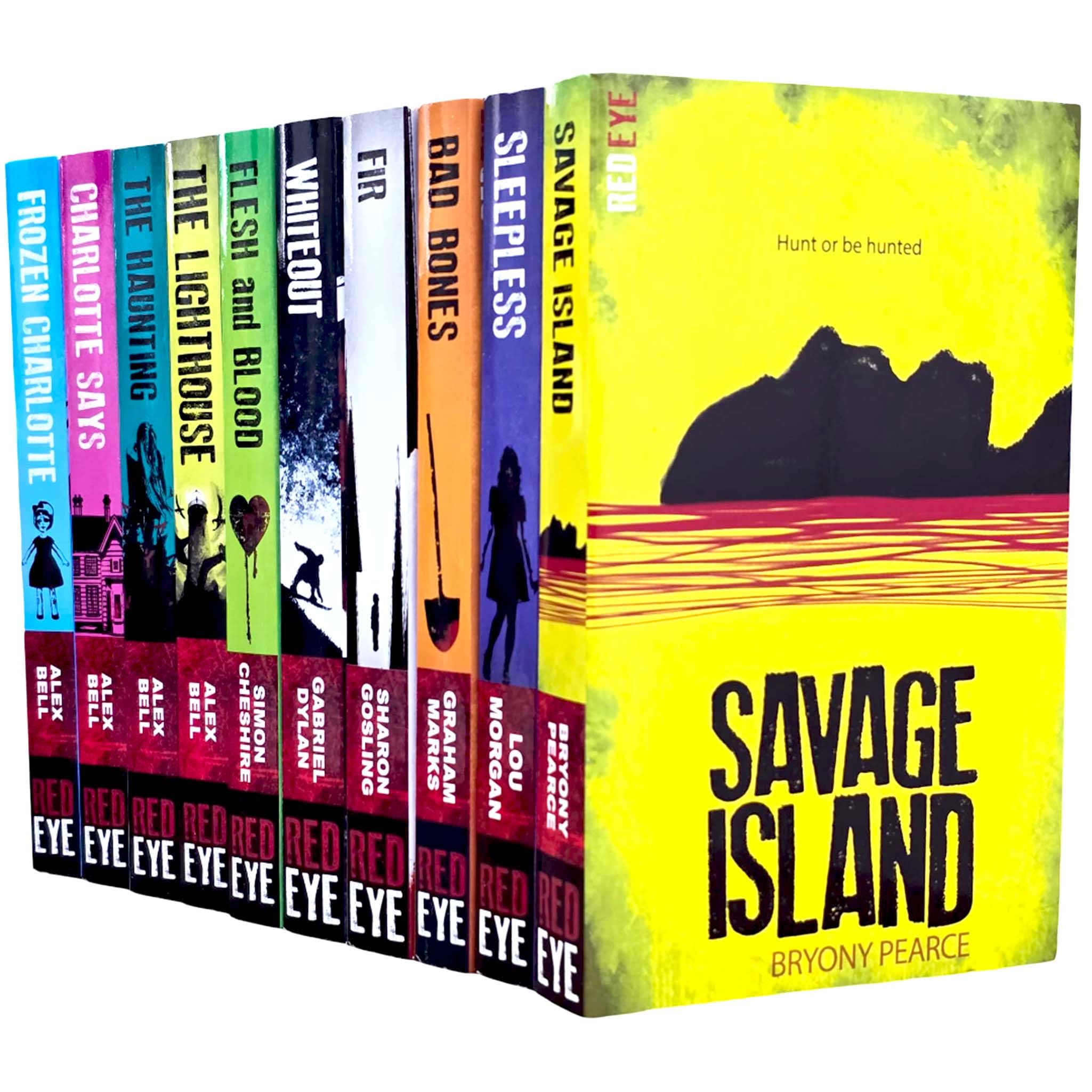 Red Eye Series 10 Books Collection Set paperback box set cover featuring Flesh and Blood, Bad Bones, and Frozen Charlotte among the ten YA horror titles