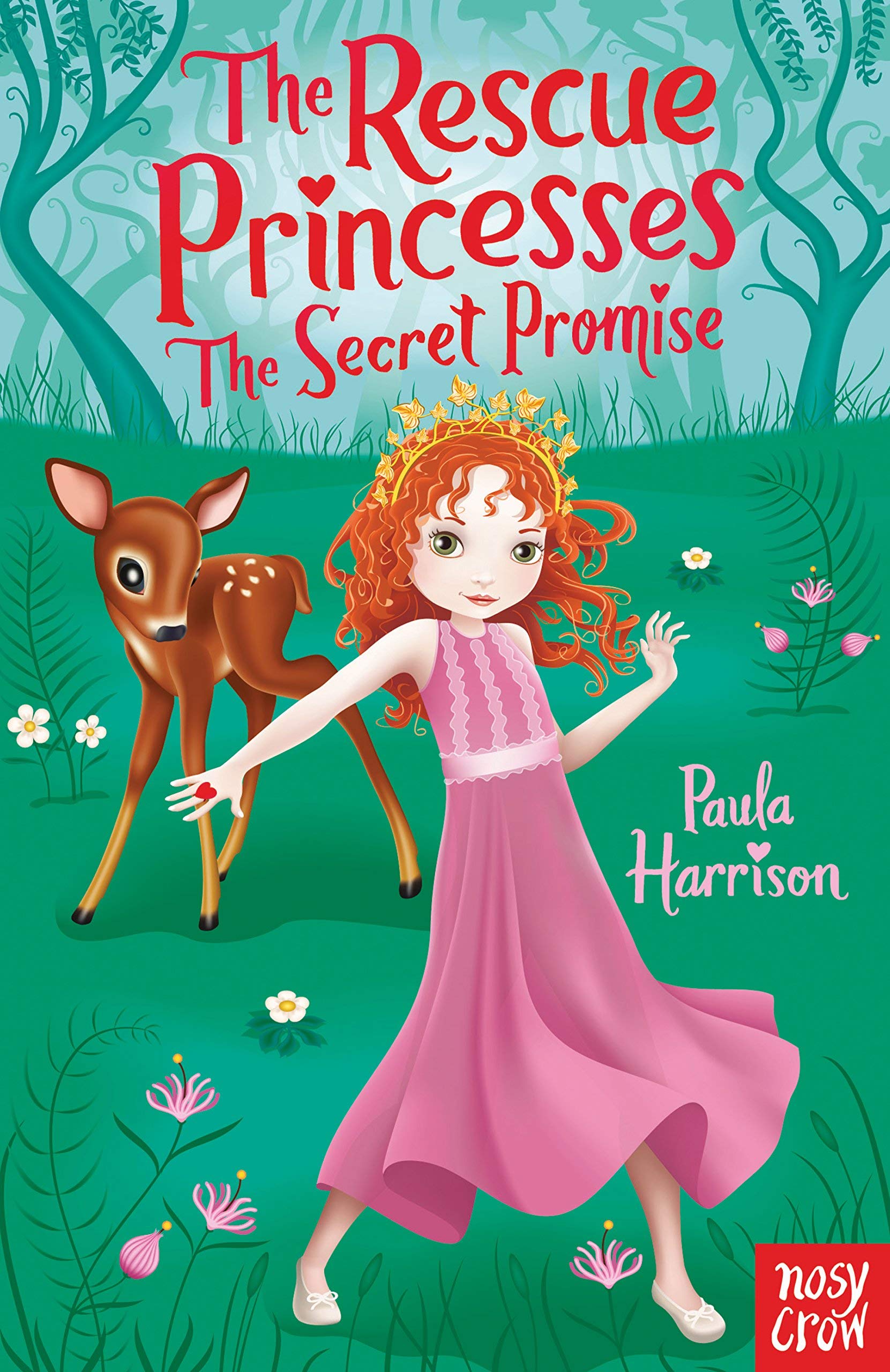Close-up of The Rescue Princesses paperback set covers, featuring Princess Emily and friends on colorful jewel-themed titles.