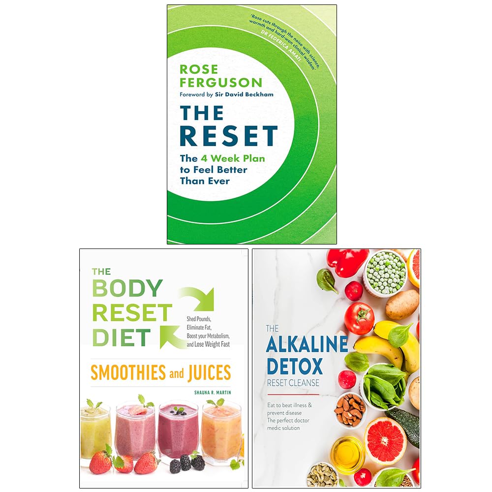 The Reset, Body Reset Diet Smoothies and Juices, Alkaline Detox Reset Cleanse 3 books collection set front covers