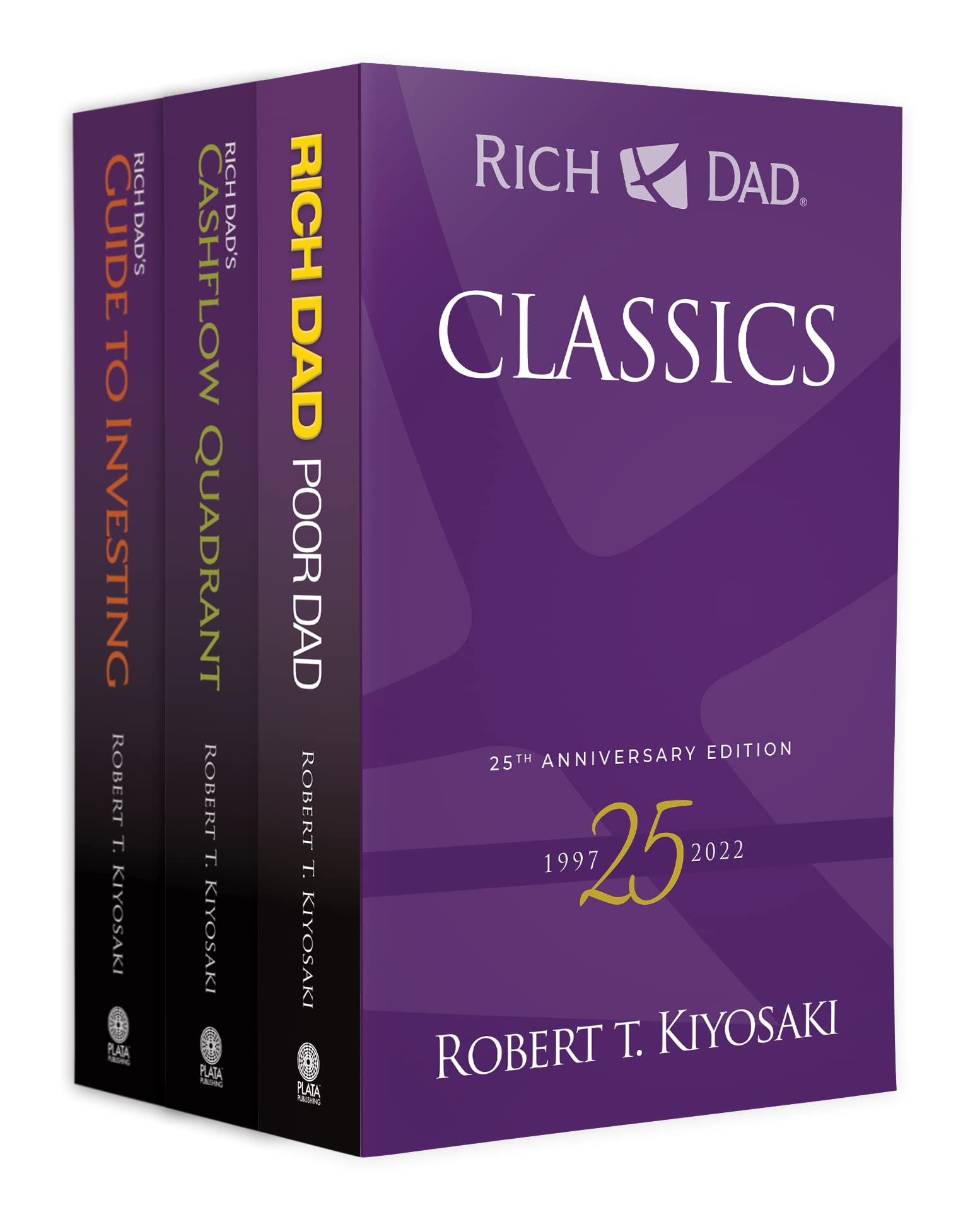 Rich Dad 3 book paperback collection set by Robert T. Kiyosaki including Rich Dad Poor Dad, Cashflow Quadrant, and Rich Dad's Guide to Investing