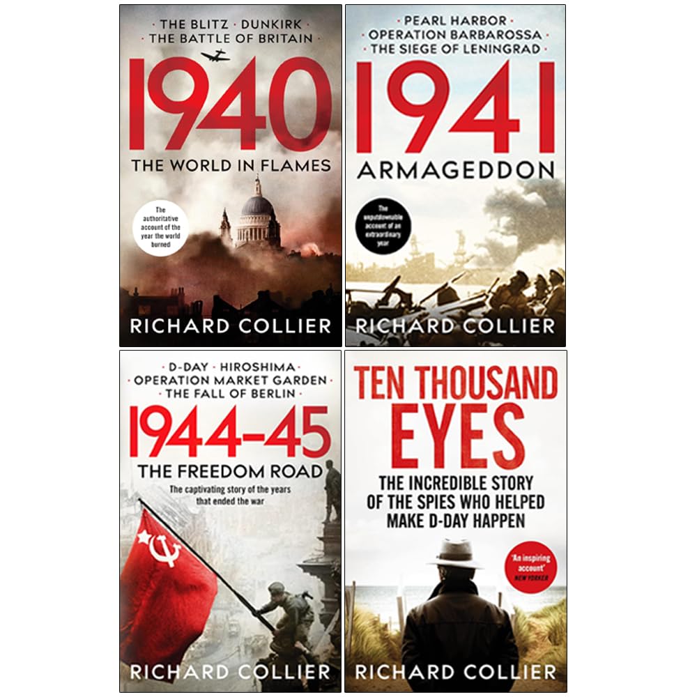 Richard Collier 4 book WWII history paperback set fanned out showing all four front covers