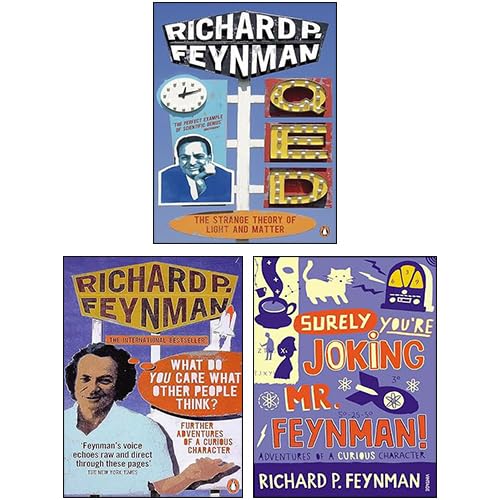 Richard P. Feynman 3 Books Collection Set paperback front covers, including Surely You're Joking Mr. Feynman!