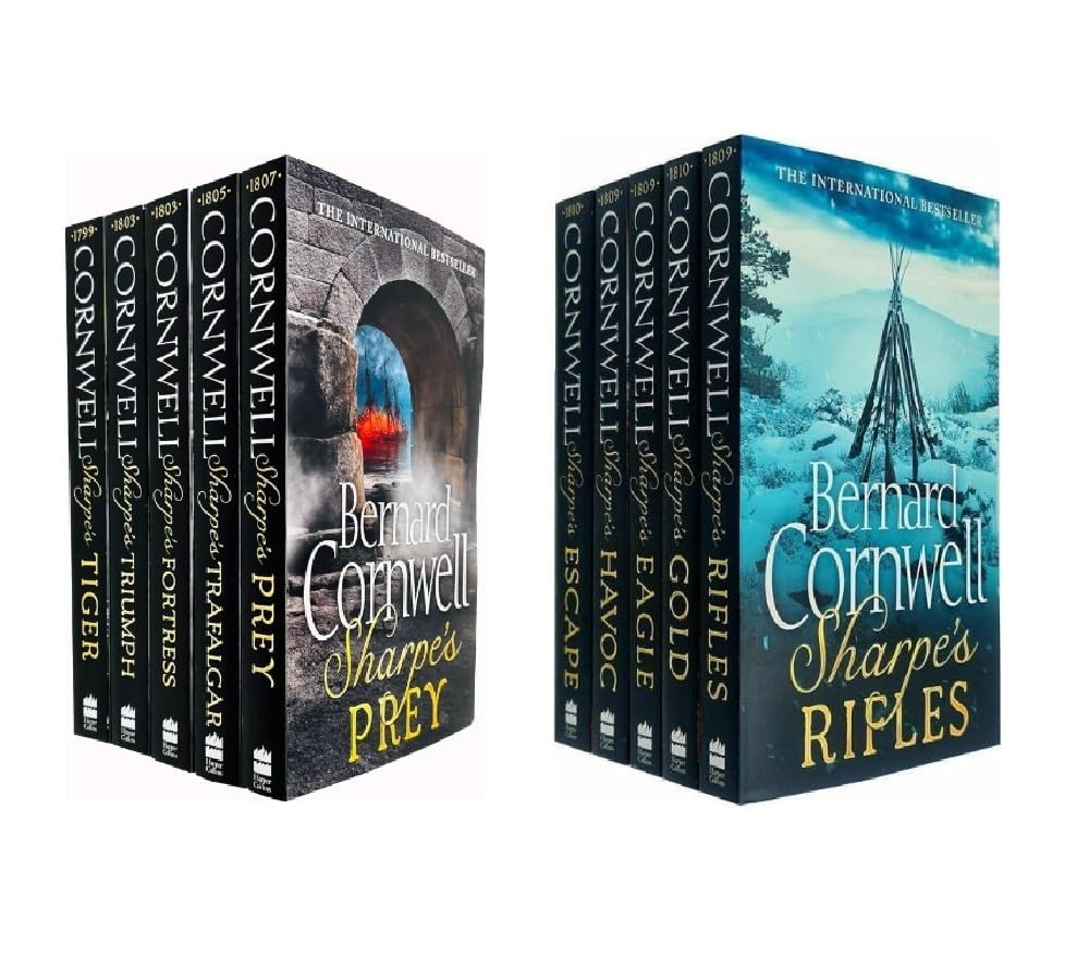 Richard Sharpe Series by Bernard Cornwell 10 Books Collection Set paperback front covers