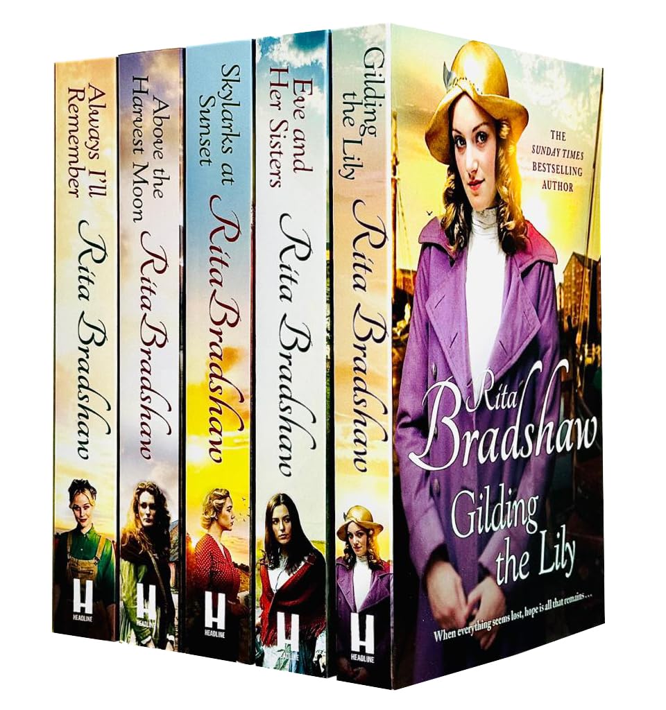 Close-up back cover view of the Rita Bradshaw paperback historical fiction collection set