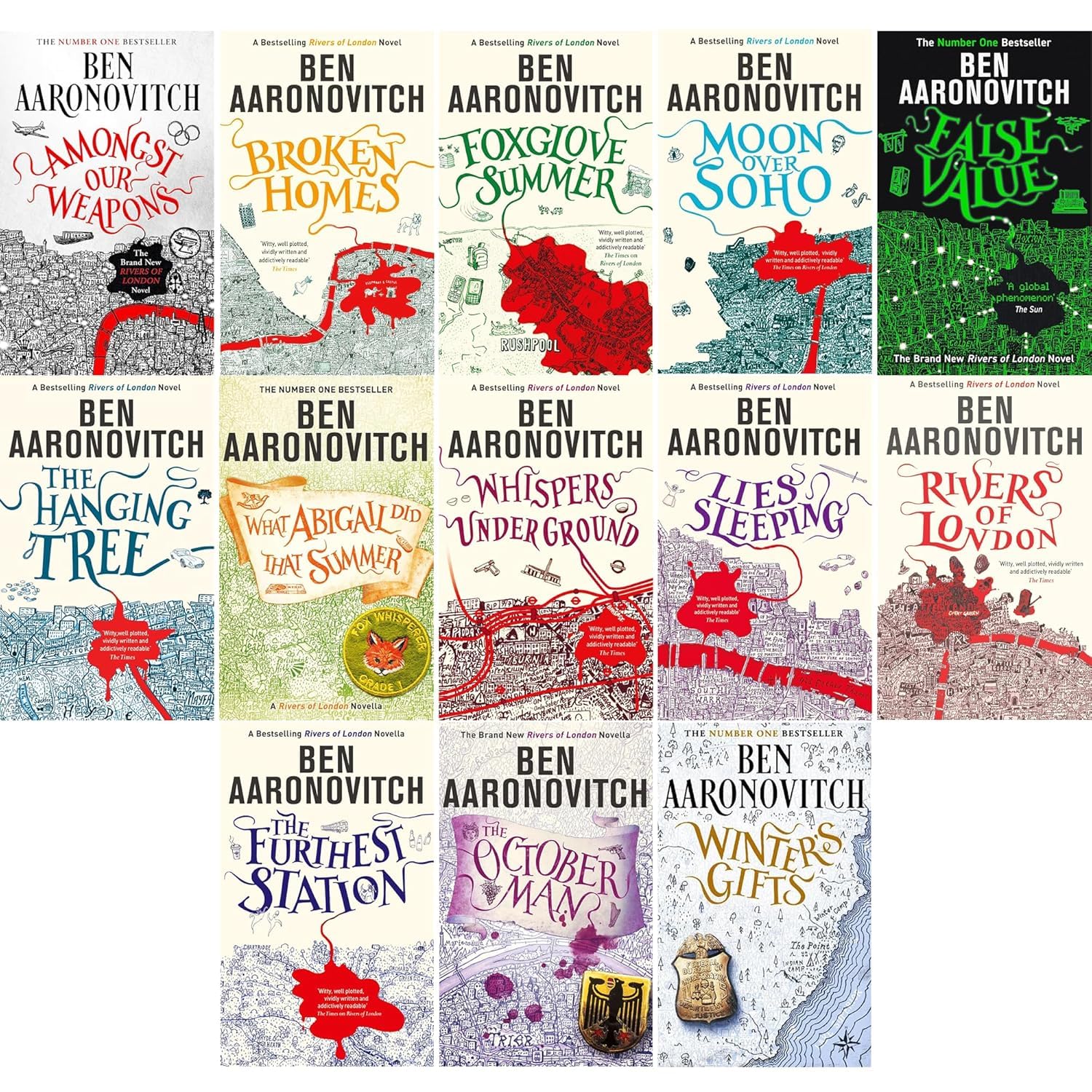 Rivers of London 13 Books Collection Set by Ben Aaronovitch - front cover of the complete paperback set