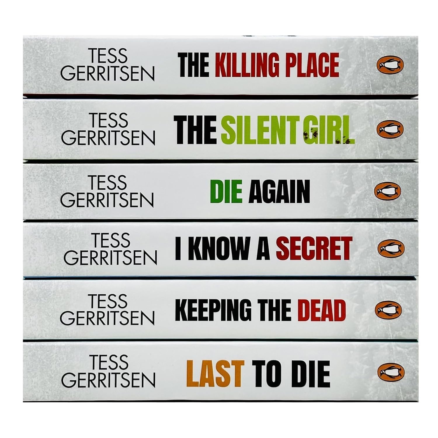 Rizzoli & Isles 6-book paperback set by Tess Gerritsen - close-up of individual book covers fanned out