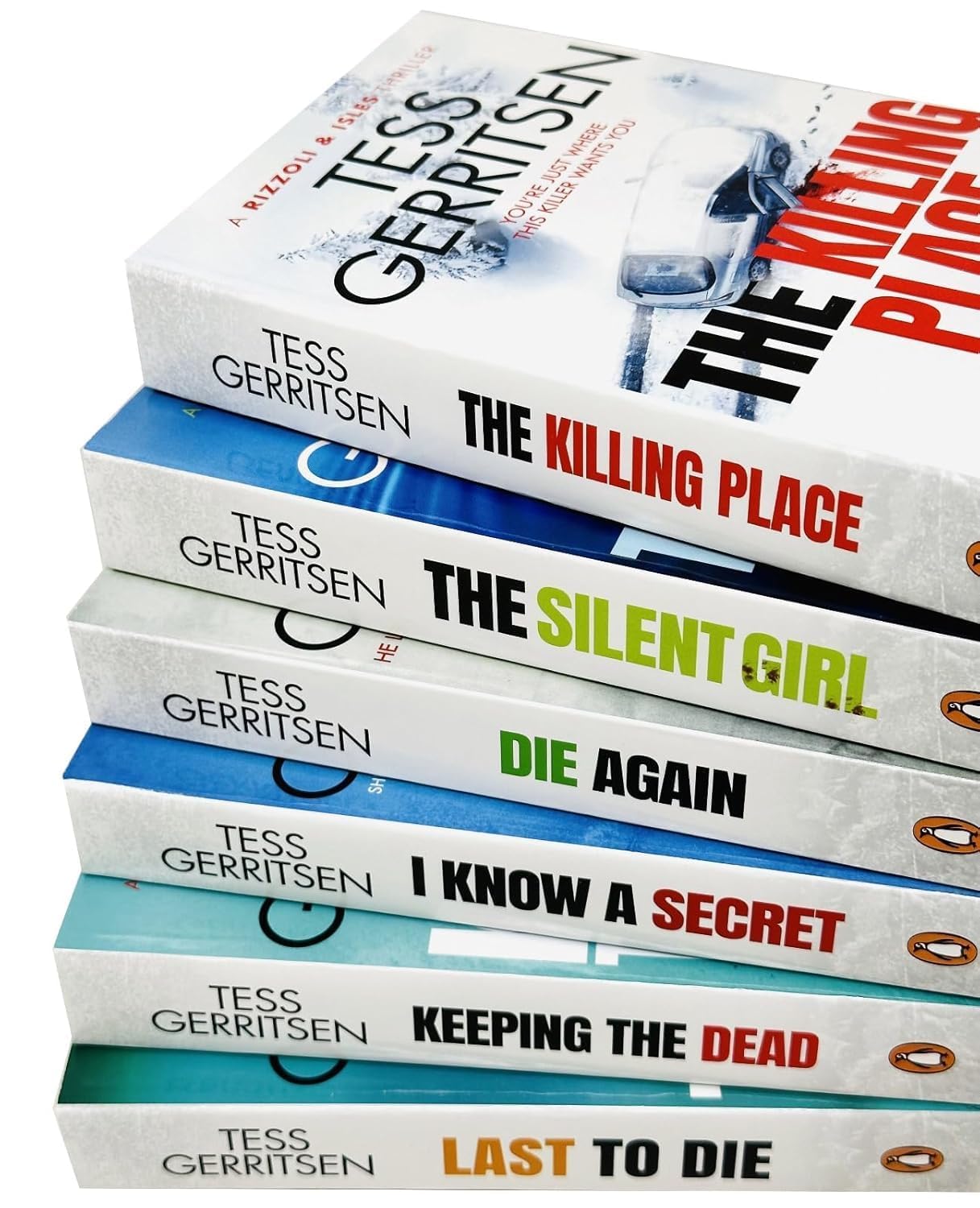 Rizzoli & Isles paperback collection - alternate angle showing all six book spines stacked together