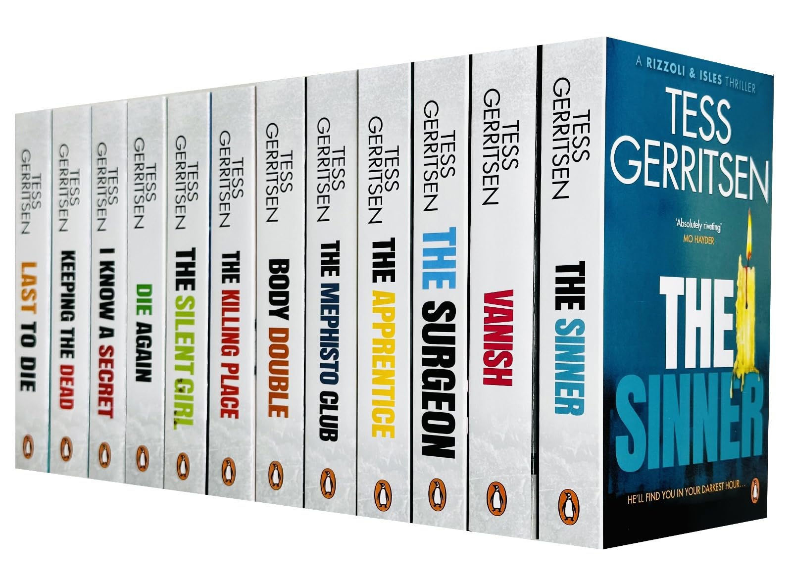 Front cover display of the complete Rizzoli & Isles 12-book paperback collection by Tess Gerritsen