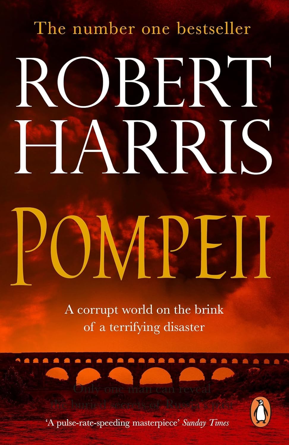 Full set of Robert Harris paperback books displayed together, showing Pompeii and The Ghost covers