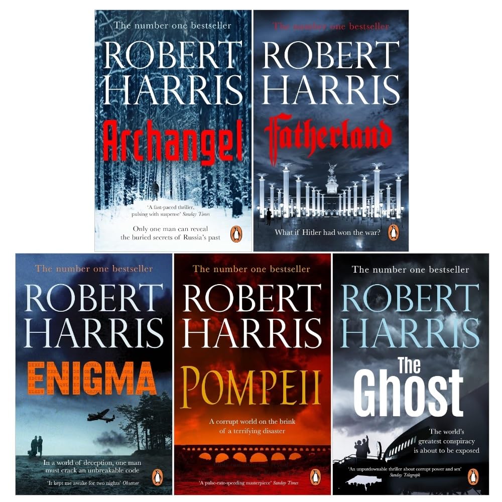 Robert Harris 5 Books Collection Set paperback - front cover of Enigma, Fatherland, Archangel, Pompeii and The Ghost