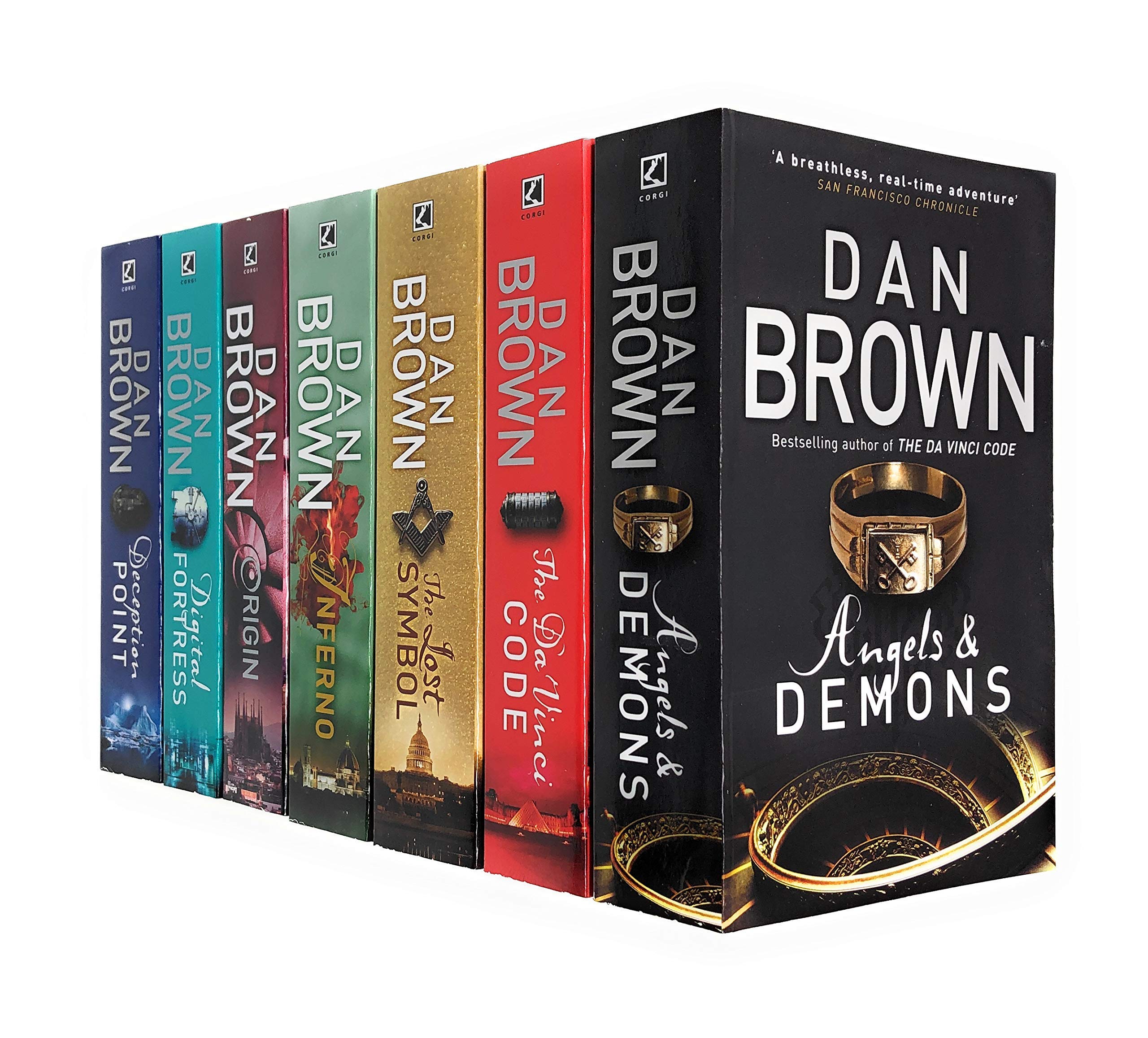Front cover of The Robert Langdon Series 7 Books Collection Set by Dan Brown, Corgi paperback fiction bundle