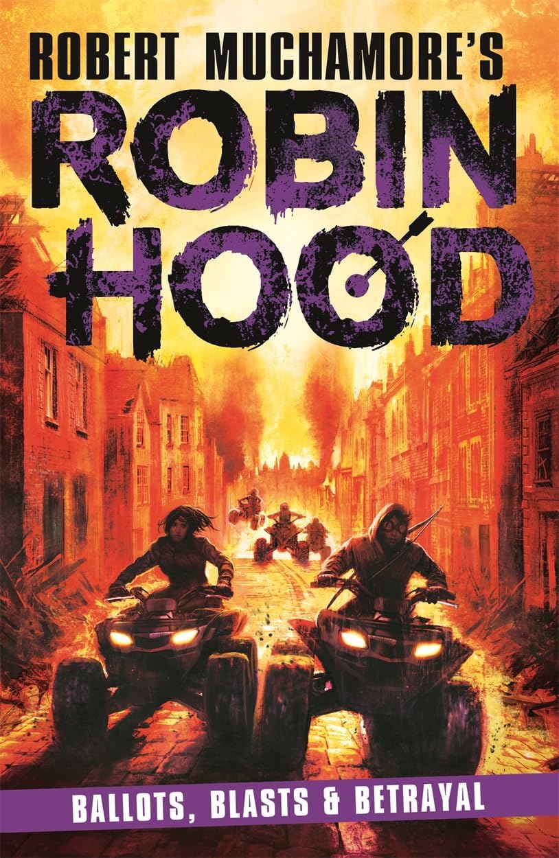 spines of the Robin Hood 4 books collection set by Robert Muchamore stacked together
