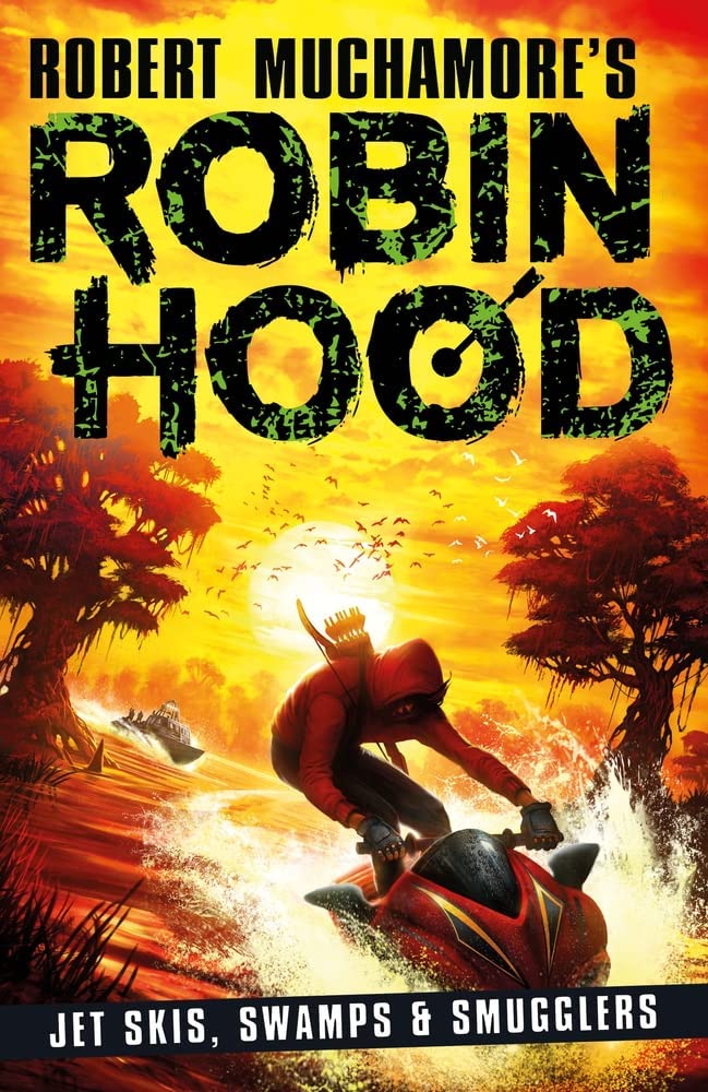All 5 Robin Hood paperback books by Robert Muchamore fanned out together as a complete set