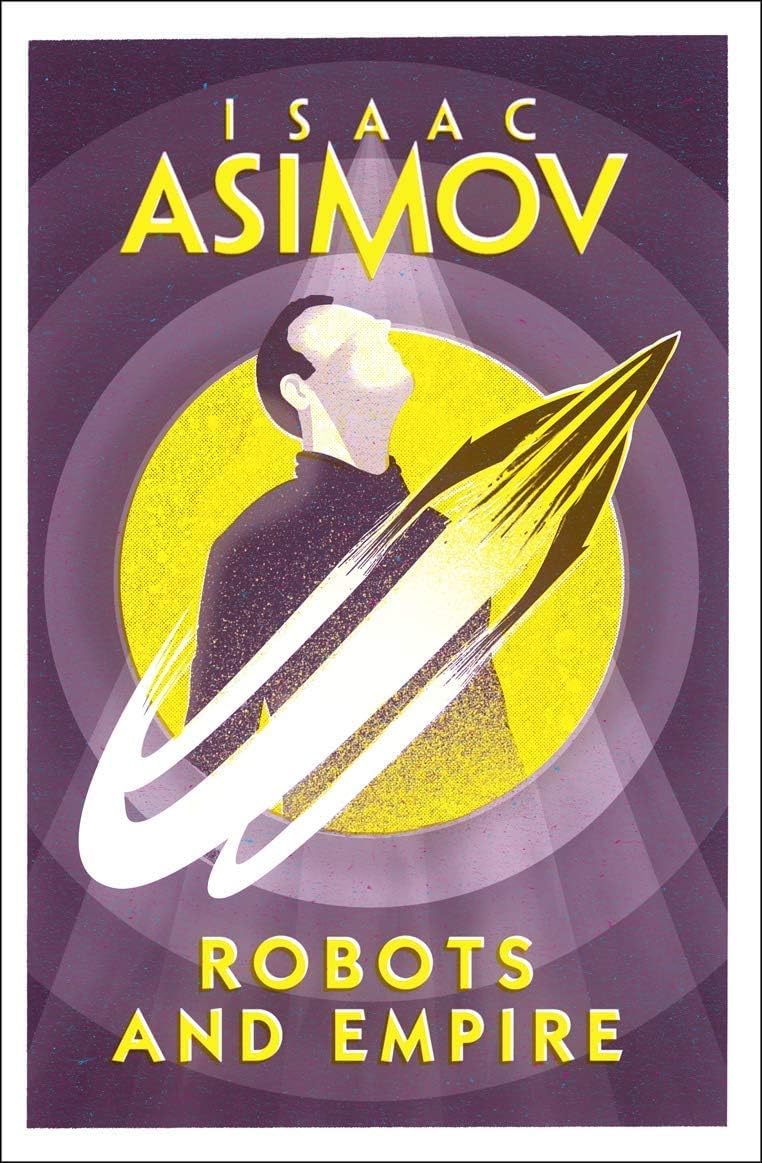 Isaac Asimov Robot Series paperback book spines lined up on a shelf