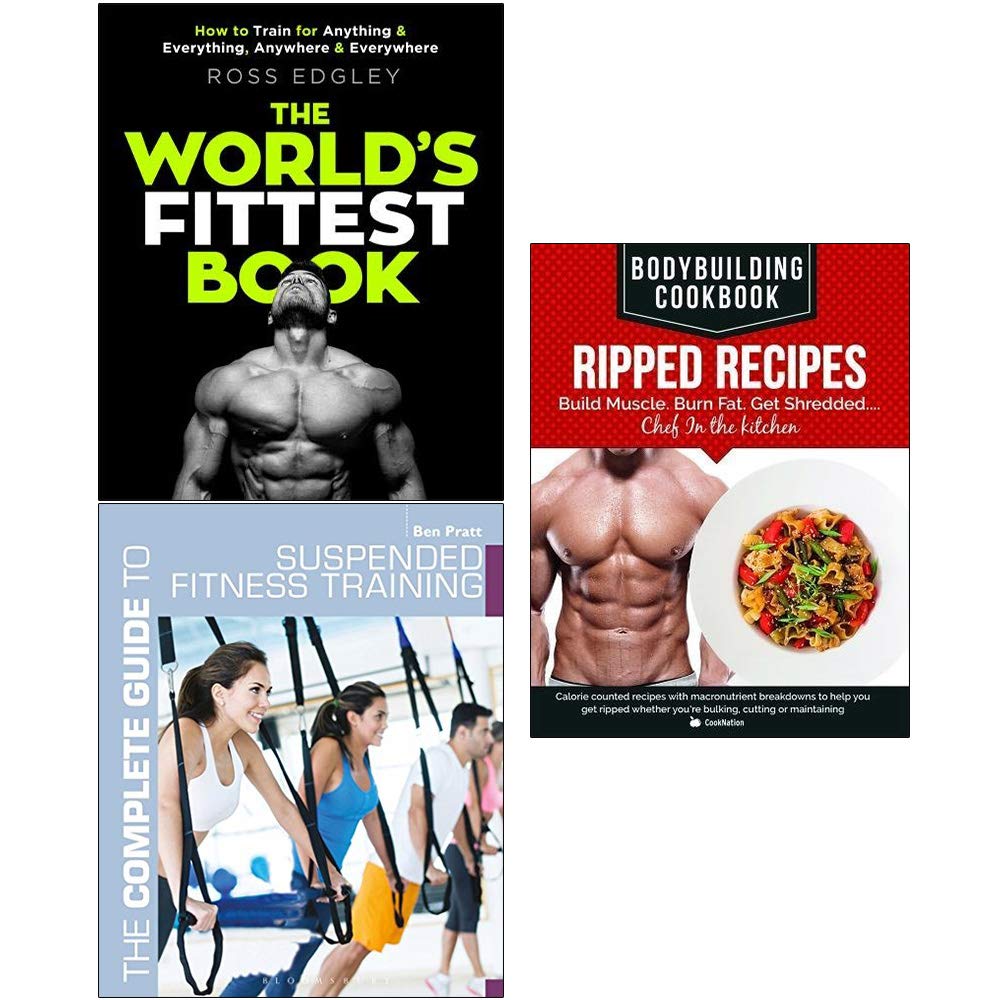Ross Edgley 3 Books Collection Set paperback front cover featuring The World's Fittest Book, Suspended Fitness Training and Ripped Recipes