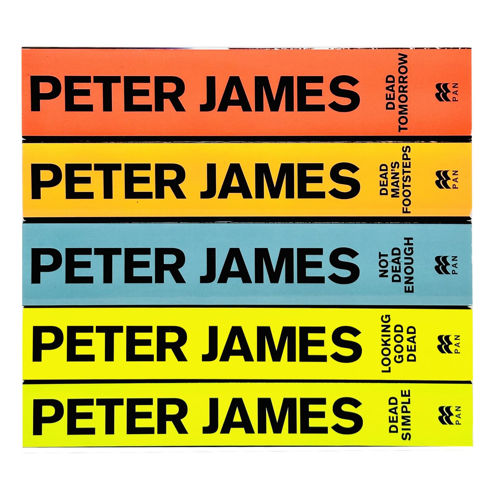 Roy Grace Series 5 book paperback set by Peter James, all five spines and covers displayed together