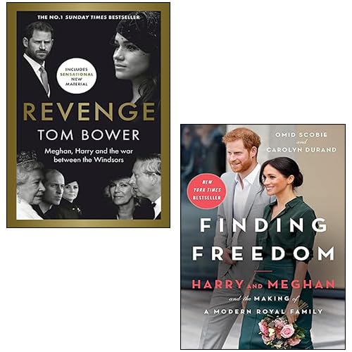 Royal Bio 2 Books Collection Set front covers - Revenge by Tom Bower and Finding Freedom by Omid Scobie, paperback
