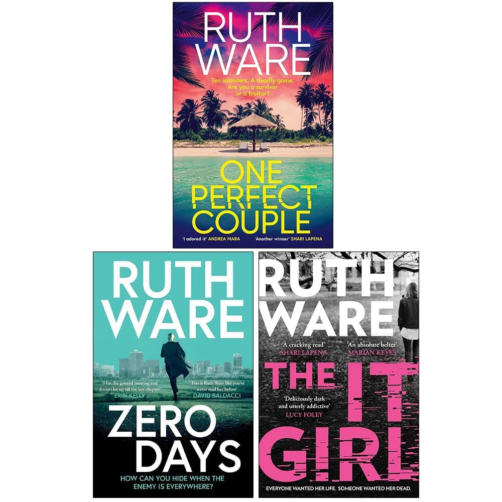 Ruth Ware Collection 3 Books Set paperback front cover featuring One Perfect Couple, Zero Days, and The It Girl