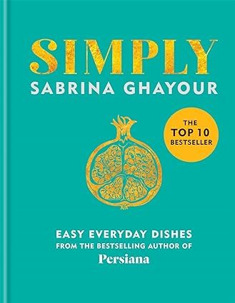 Close-up of Sabrina Ghayour Simply hardback cookbook cover from the collection set