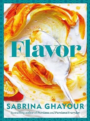 Close-up of Sabrina Ghayour Flavour hardback cookbook cover from the collection set