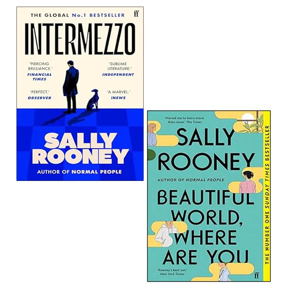 Sally Rooney 2 book paperback collection set fanned out showing spines and covers together