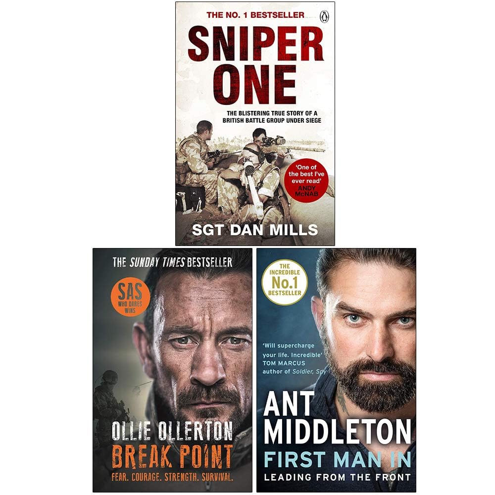 SAS Memoirs Collection 3-book paperback set front covers, featuring Sniper One, Break Point, and First Man In
