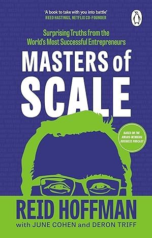 Close-up of the Scale Series paperback set by Reid Hoffman fanned out to display business and entrepreneurship cover designs for all three titles.