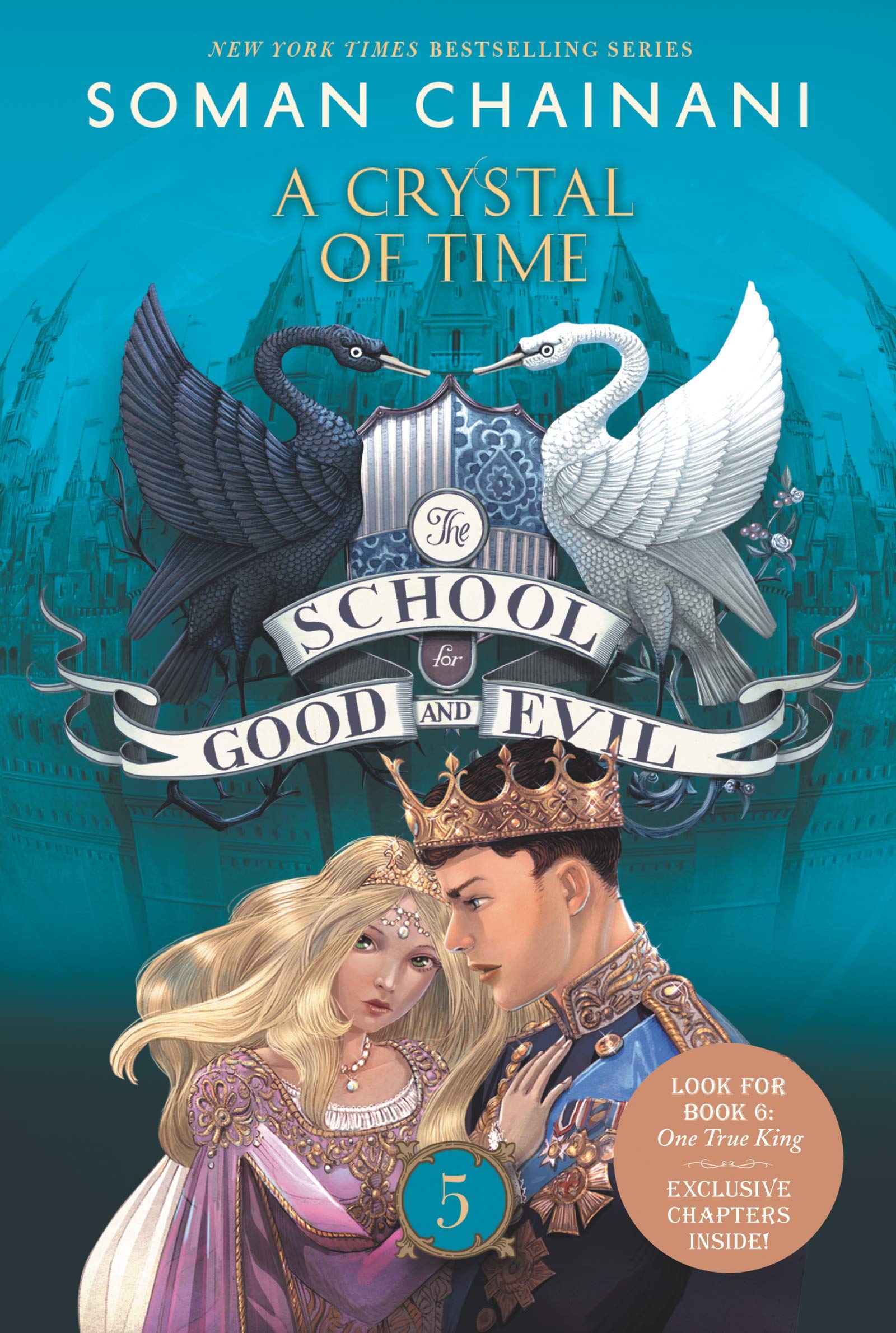 A Crystal of Time paperback cover, book 5 in the School for Good and Evil 5-book collection set