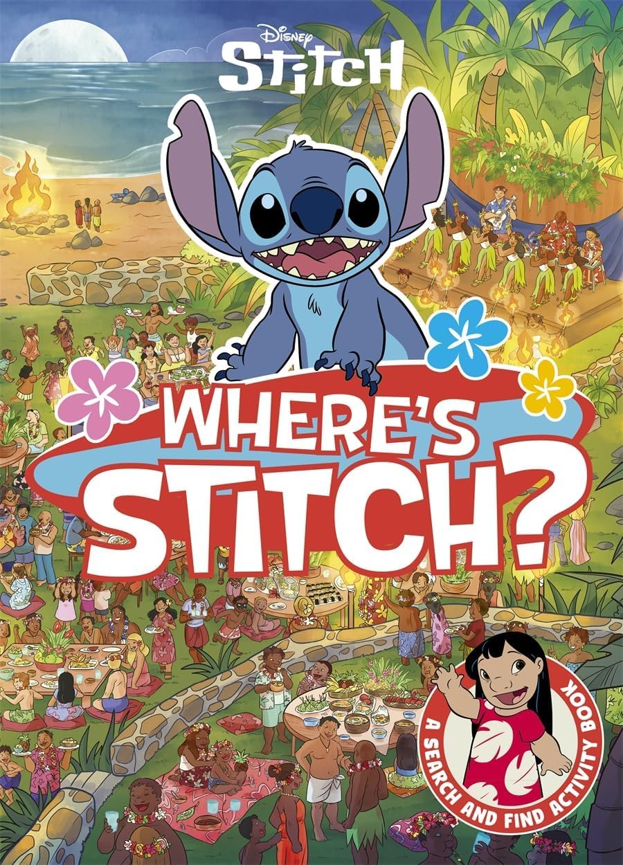 All eight Search and Find paperbacks fanned out, displaying Where's Bruno, Where's Stitch, and other titles side by side.