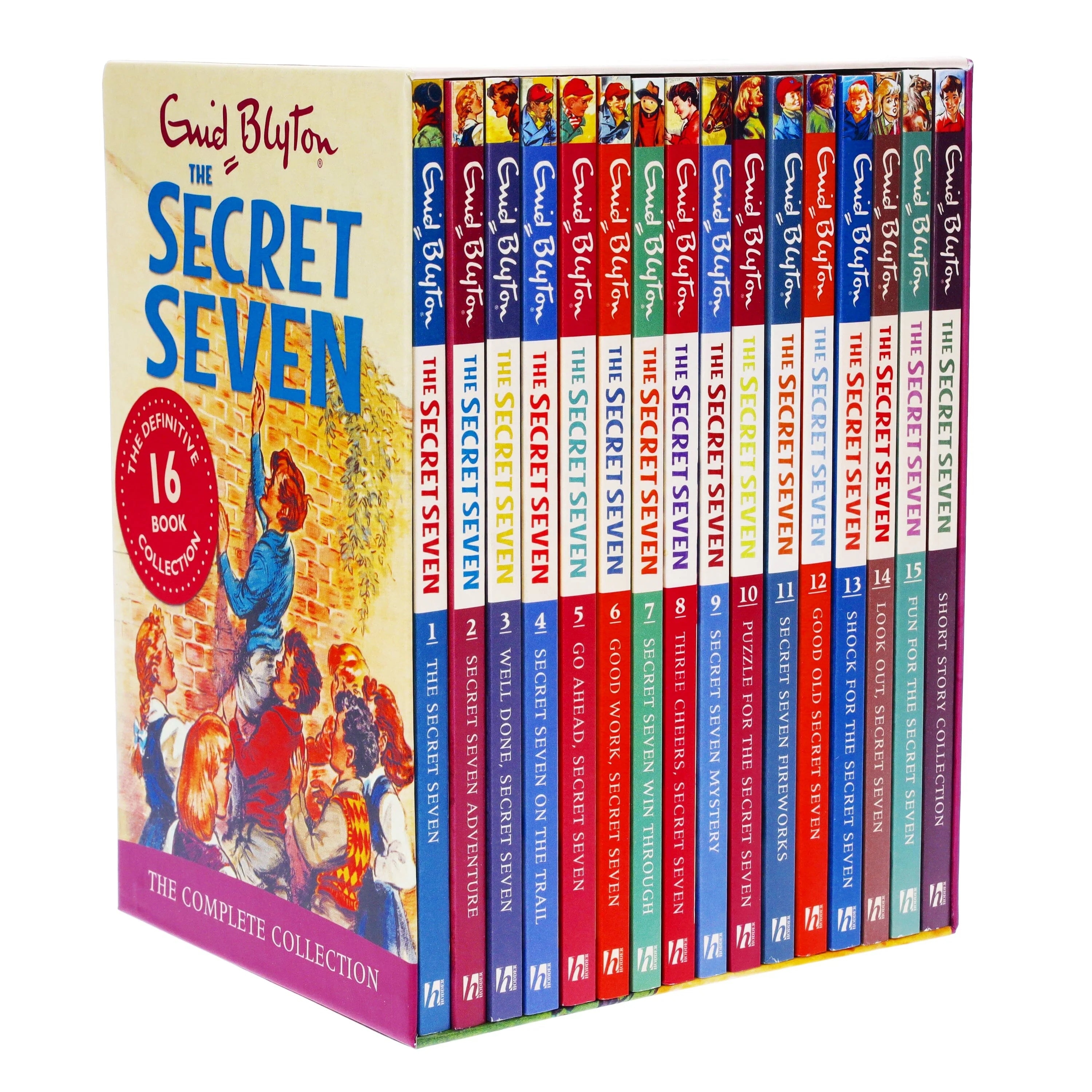 Full Secret Seven 16 Books Collection Set by Enid Blyton arranged for packaging display