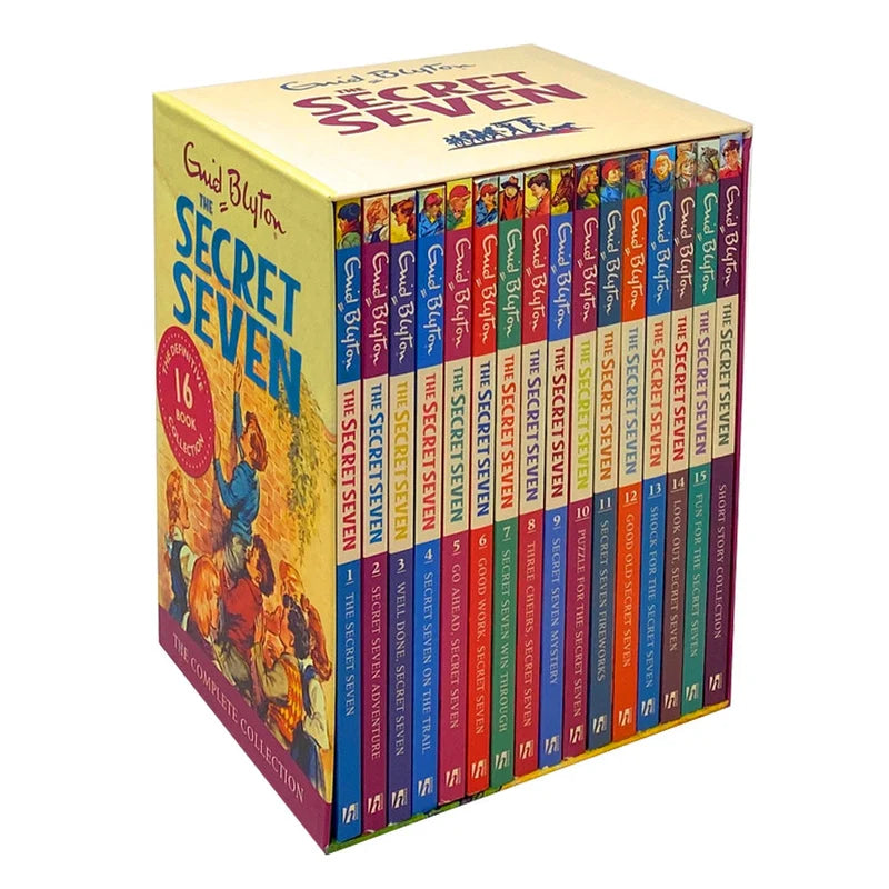 Secret Seven 16 Books Collection Set by Enid Blyton paperback front covers displayed together