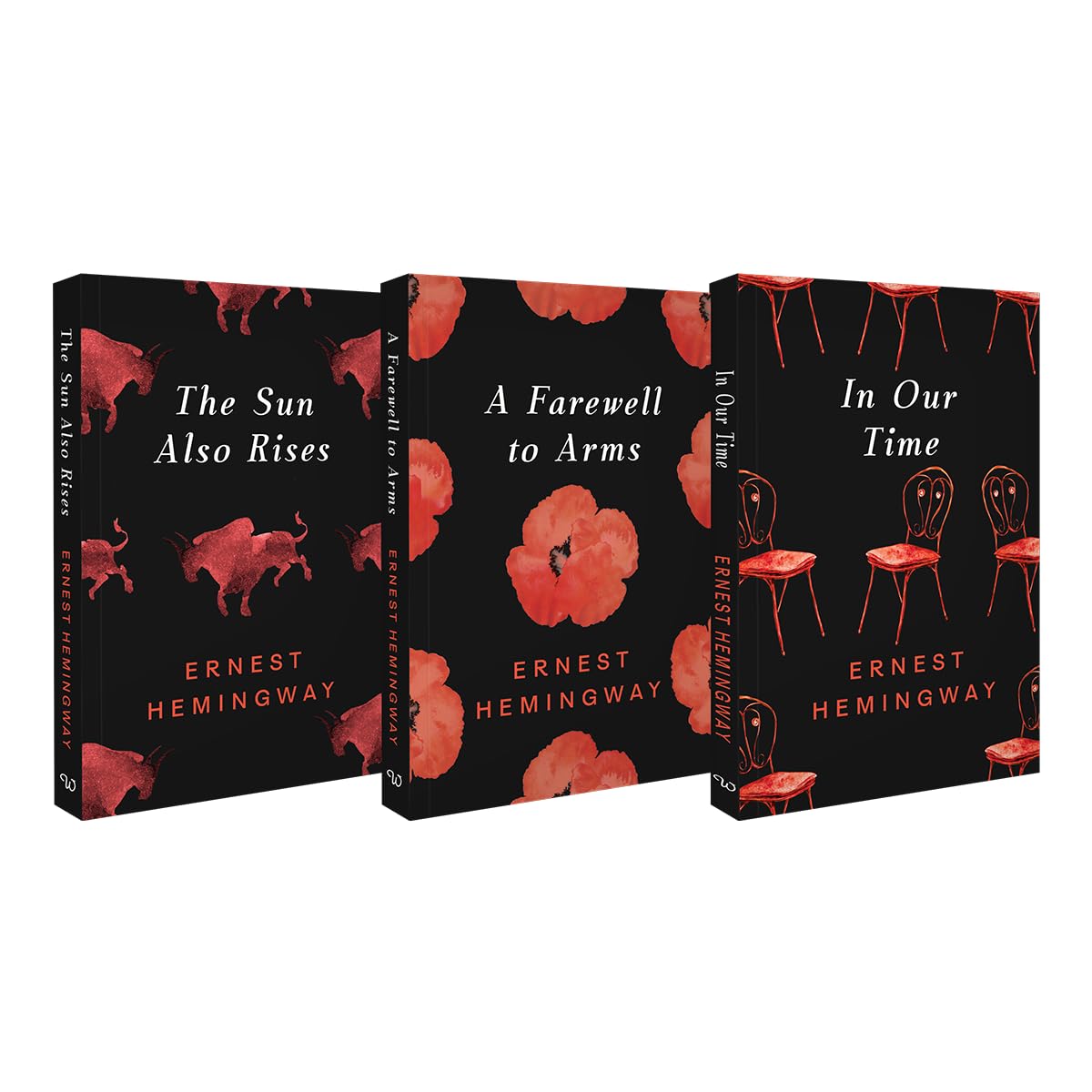 Selected Works of Ernest Hemingway 3 Books Collection Set stacked together, displaying the paperback box set packaging