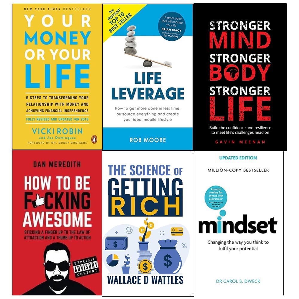Full collection set of six self-help paperbacks from Penguin, John Murray Learning, and Rethink Press displayed together.